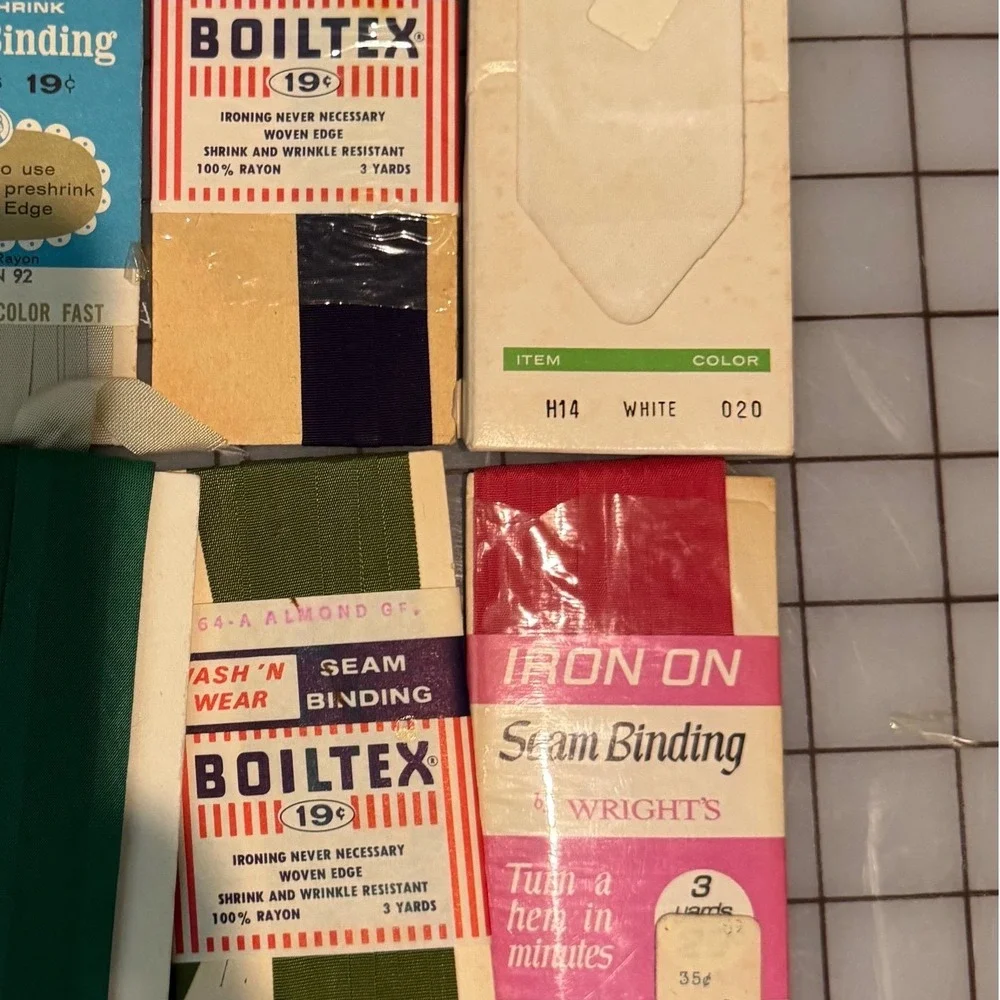 Vintage Wrights Boiltex Seam Binding Bias Tape Lot Rayon Cotton Sewing Notions